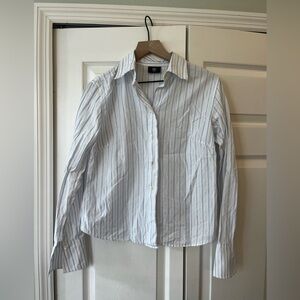 Bogner white and blue Striped Button-Up cotton Shirt